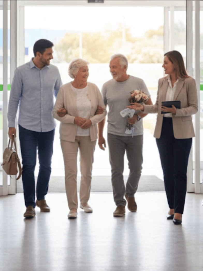 Família em harmonia após alta hospitalar — Alta com Serenidade por Sintonia Social